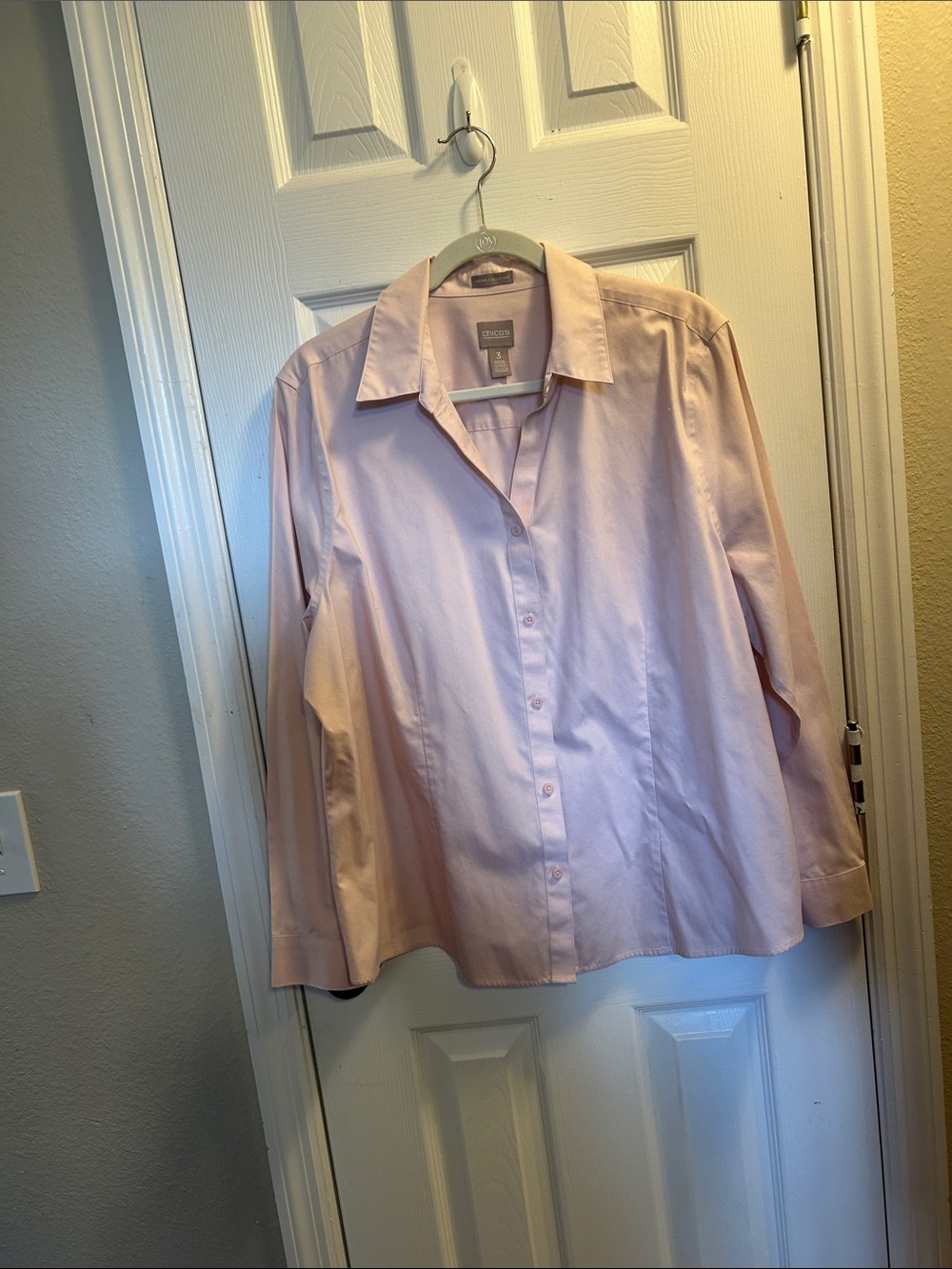 Chico's Pale Pink Wrinkle-Resistant Shirt
